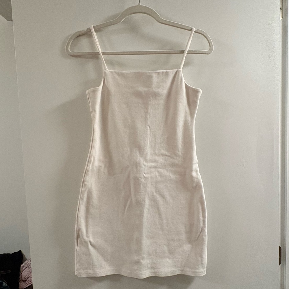 OAK + FORT Cream Spaghetti Strap Mini Dress